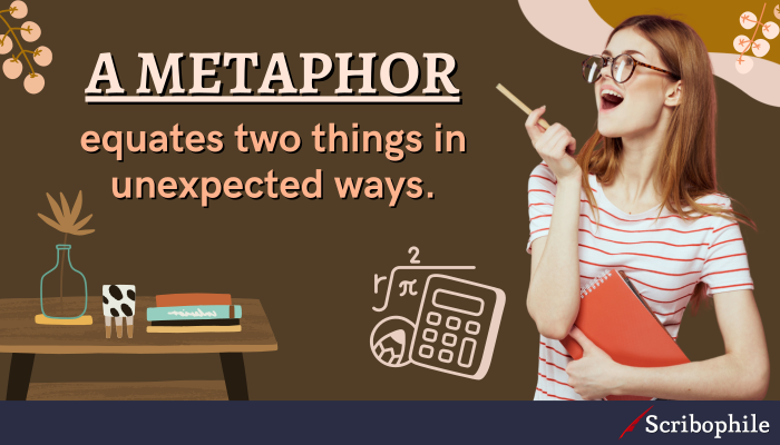 A metaphor equates two things in unexpected ways.