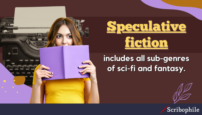 Speculative fiction includes all sub-genres of sci-fi and fantasy.